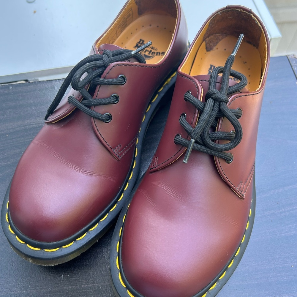 DOC MARTENS 1461 QUAD RED LEATHER BOOTS US WOMEN 7 L DOC'S PLATFORM SHOES AW004